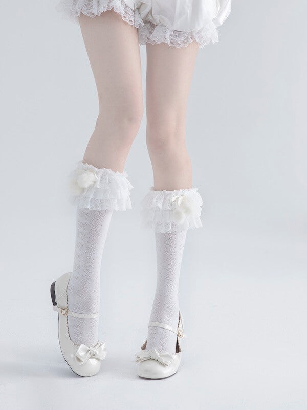 Lolita layered pompon stockings