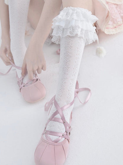 Lolita layered pompon stockings