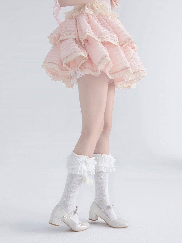 Lolita layered pompon stockings