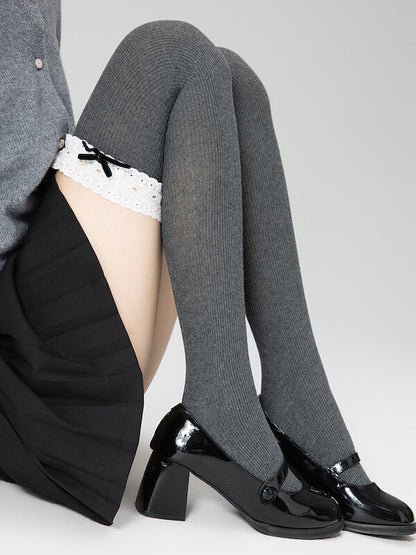 Lolita over-the-knee stockings with white lace trim
