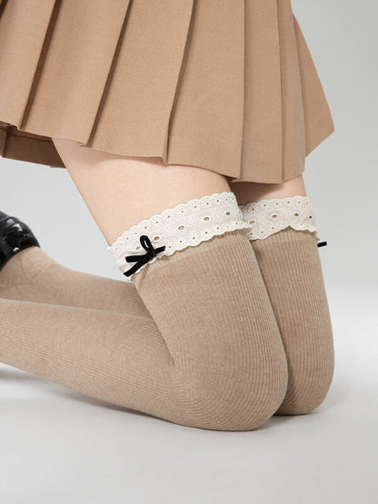 Lolita over-the-knee stockings with white lace trim
