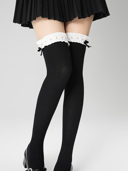 Lolita over-the-knee stockings with white lace trim