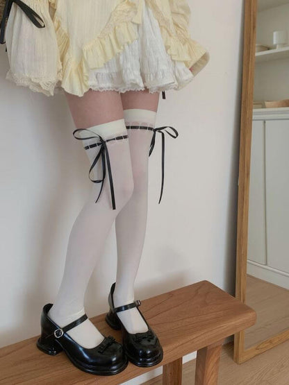 Lolita ribbon lace-up stockings