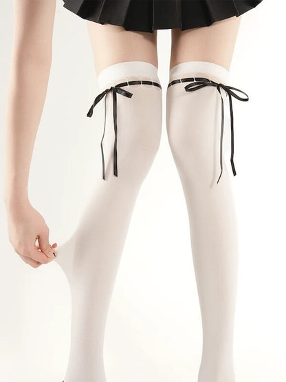 Lolita ribbon lace-up stockings