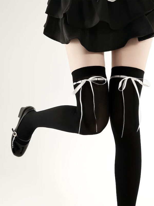 Black with White Ribbon