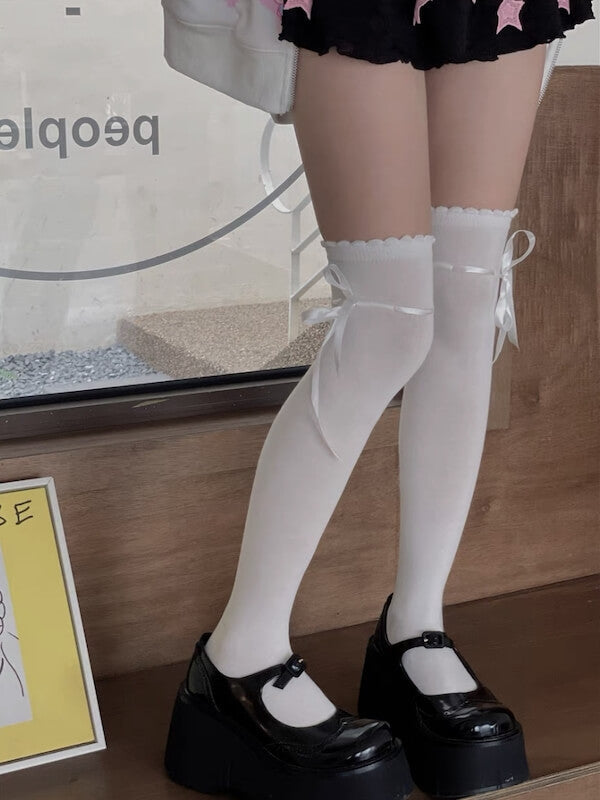 Lolita ribbon thigh high stockings