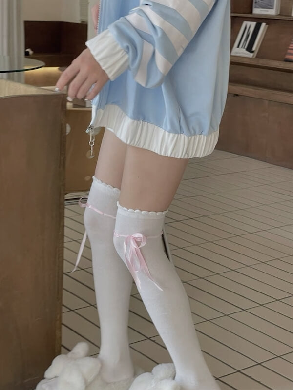 Lolita ribbon thigh high stockings
