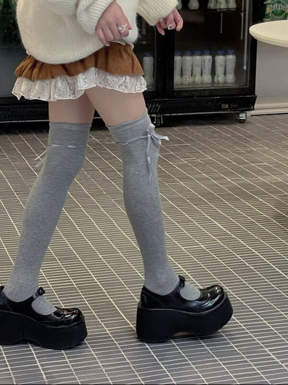 Lolita ribbon thigh high stockings