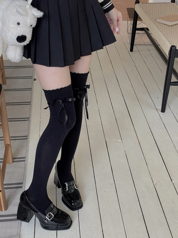 Black stockings with Black ribbon
