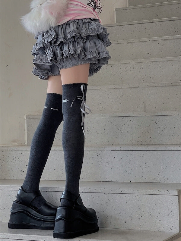 Lolita ribbon thigh high stockings