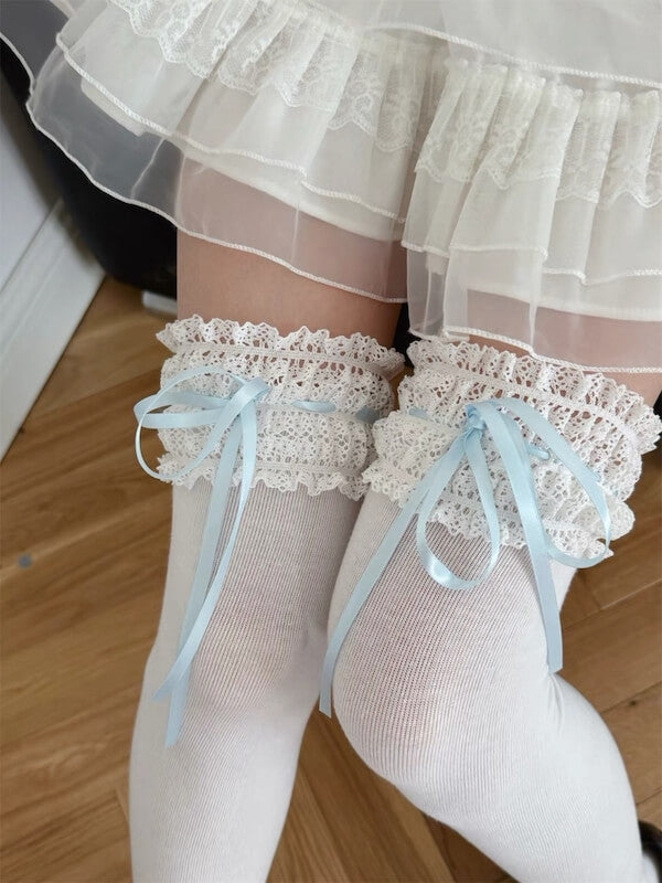White with Blue Ribbons