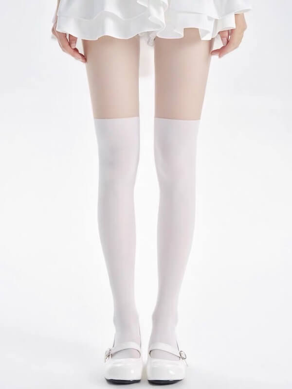 Lolita White Fake Thigh-High Tights