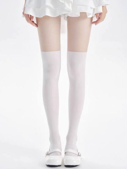 Lolita White Fake Thigh-High Tights
