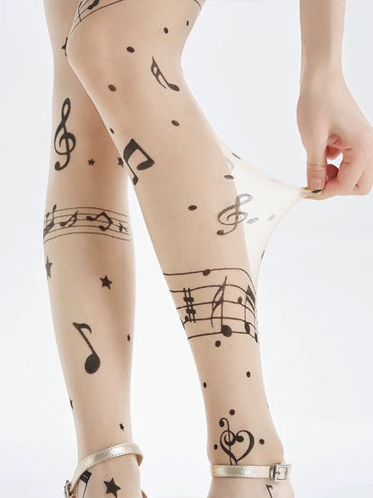 Music note tattoo tights