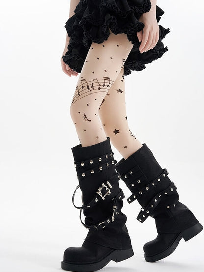 Music note tattoo tights