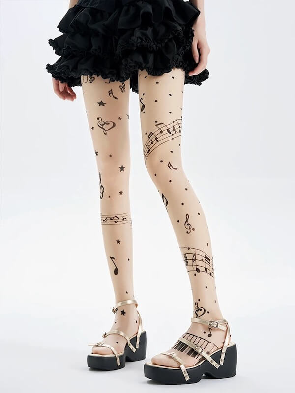 Music note tattoo tights