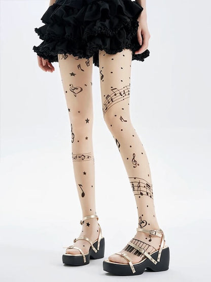 Music note tattoo tights