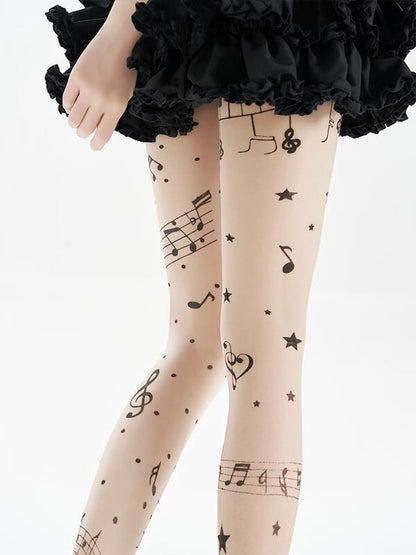 Music note tattoo tights
