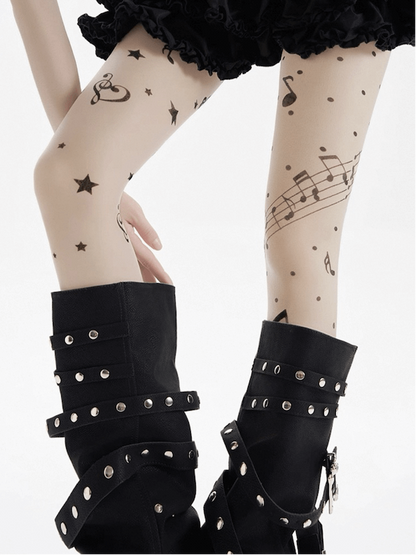 Music note tattoo tights