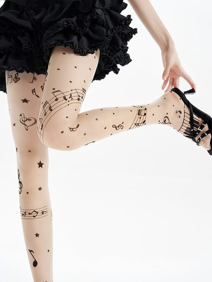 Music note tattoo tights