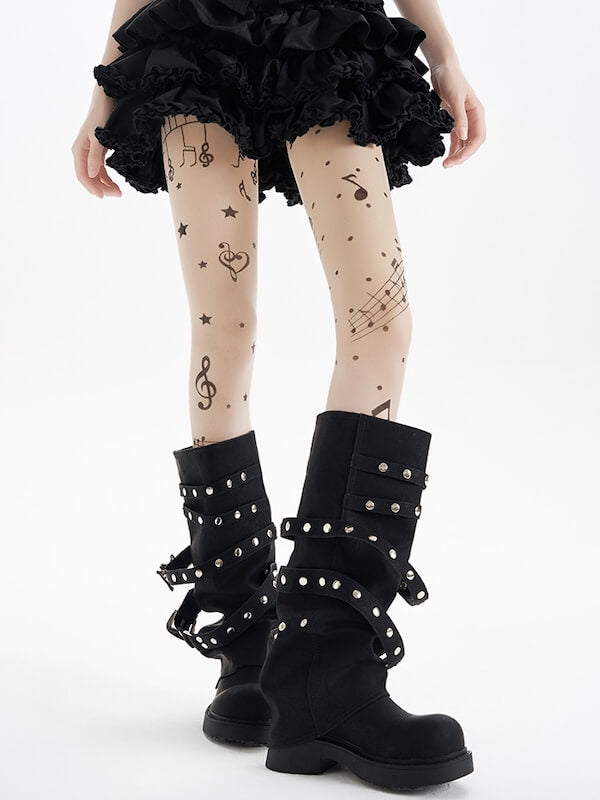 Music note tattoo tights
