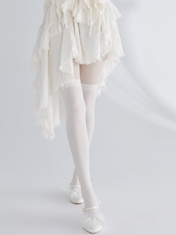 Patchwork stripes over-knee stockings tights
