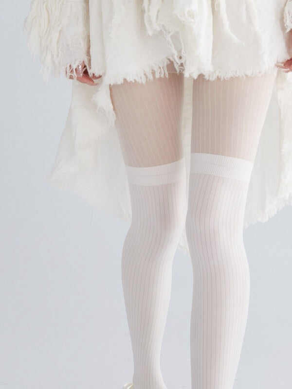 Patchwork stripes over-knee stockings tights