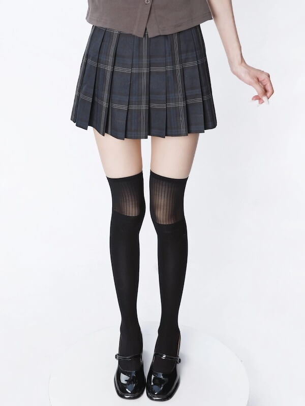 Patchwork stripes over-knee stockings tights