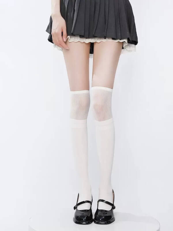 Patchwork stripes over-knee stockings tights