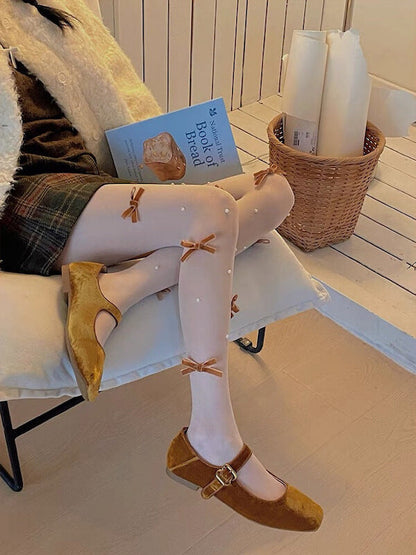 Pearl lolita bow tights