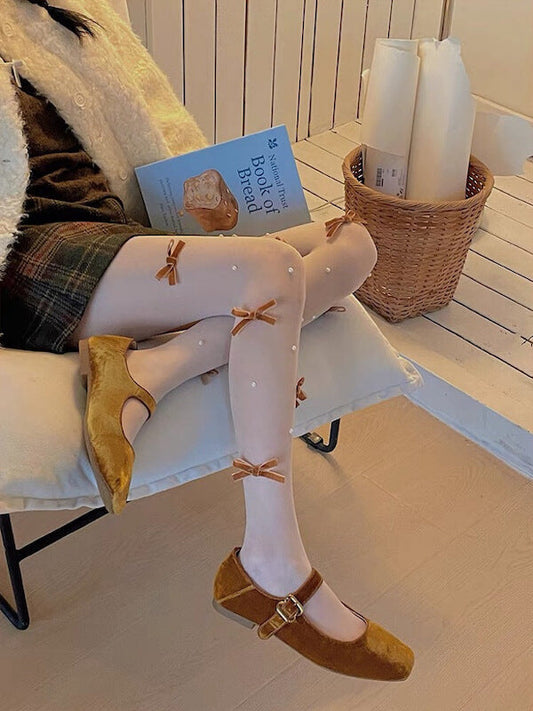 Pearl lolita bow tights