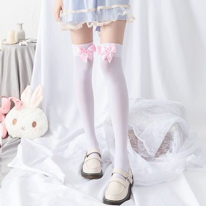Pink bow lolita stockings