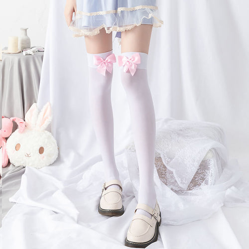 Pink bow lolita stockings