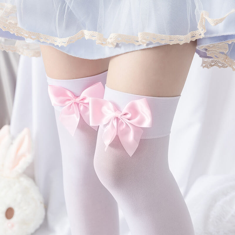 Pink bow lolita stockings