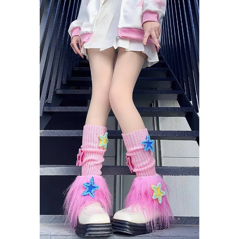 Pink candy stars y2k leg warmers