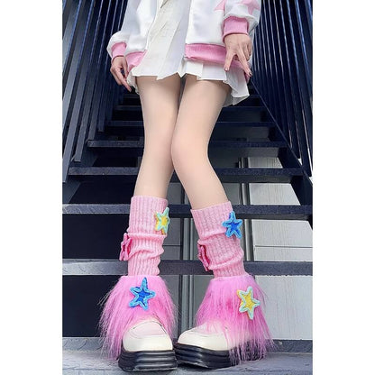 Pink candy stars y2k leg warmers