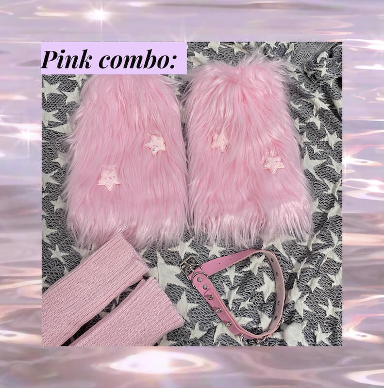Pink combo (2 pairs leg warmers+1 garter)