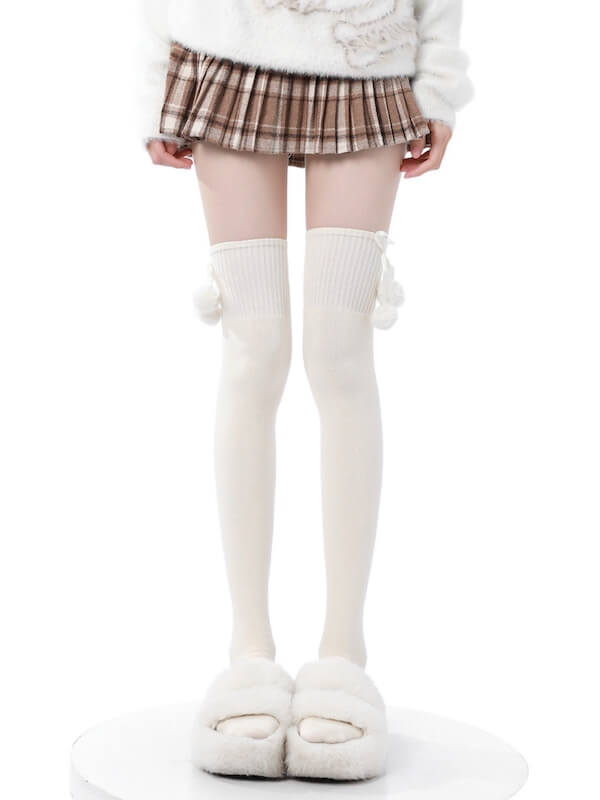 Pom-Pom Lolita Over Knee Socks