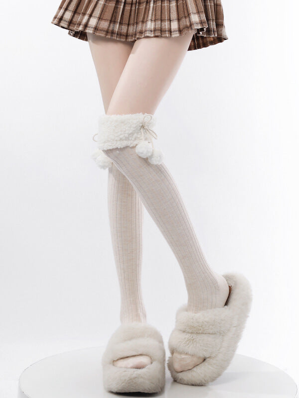 Pom-Pom Lolita Over Knee Socks