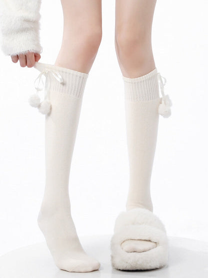 Pom-Pom Lolita Over Knee Socks