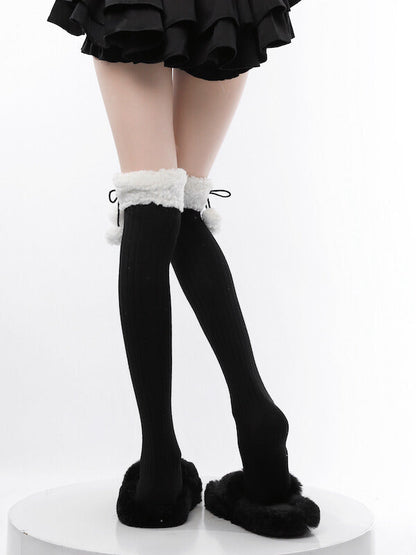 Pom-Pom Lolita Over Knee Socks