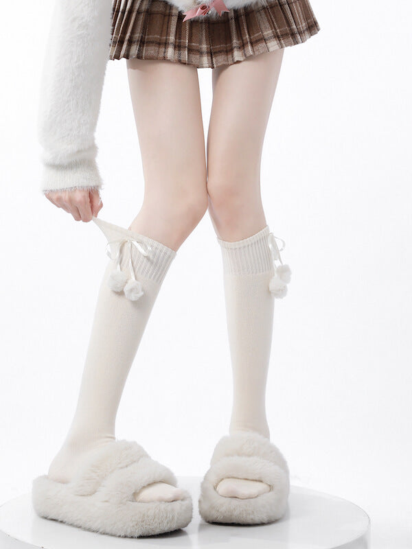 Pom-Pom Lolita Over Knee Socks