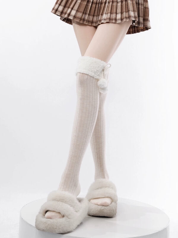 Pom-Pom Lolita Over Knee Socks