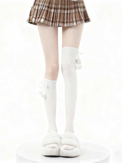Pom-Pom Lolita Over Knee Socks