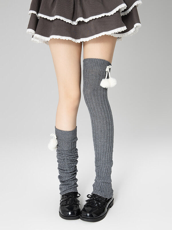 Pompon kawaii leg warmers