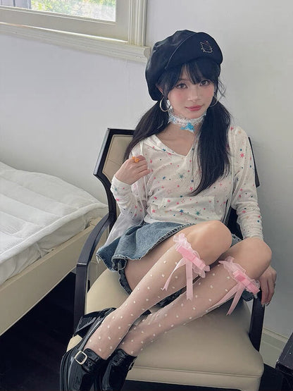 Princess core lace dots stockings