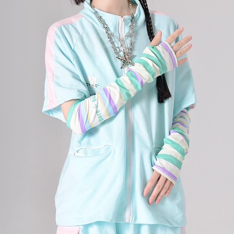 Mint purple stripes