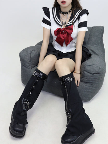 Punk doll buckle leg warmers