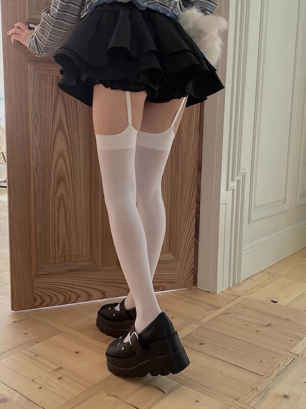 Pure velvet suspender stockings