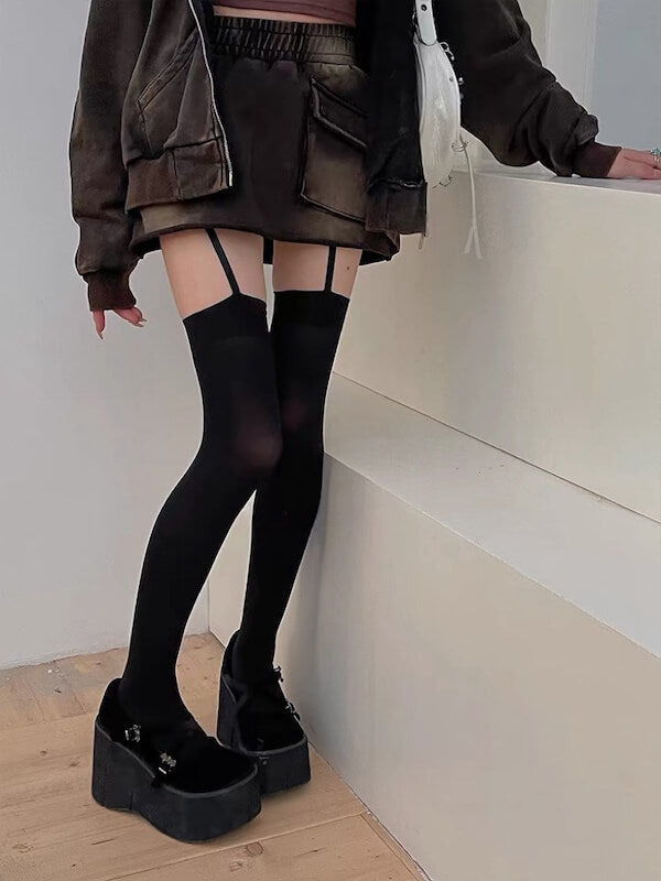 Pure velvet suspender stockings